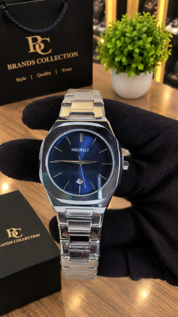 Two-Tone Gold & Silver Black Dial Watch — Stainless Steel