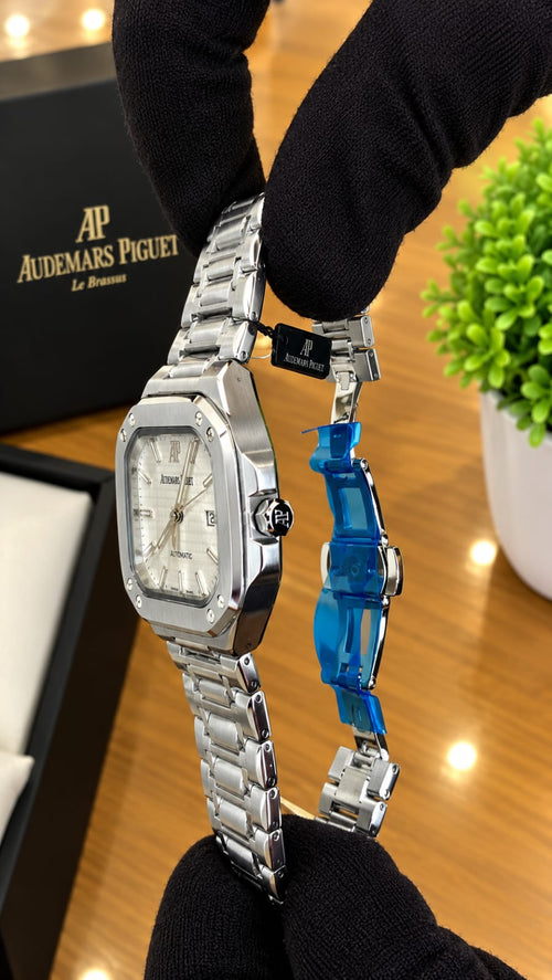Luxury Square Dial Stainless Steel Watch for Men - Silver