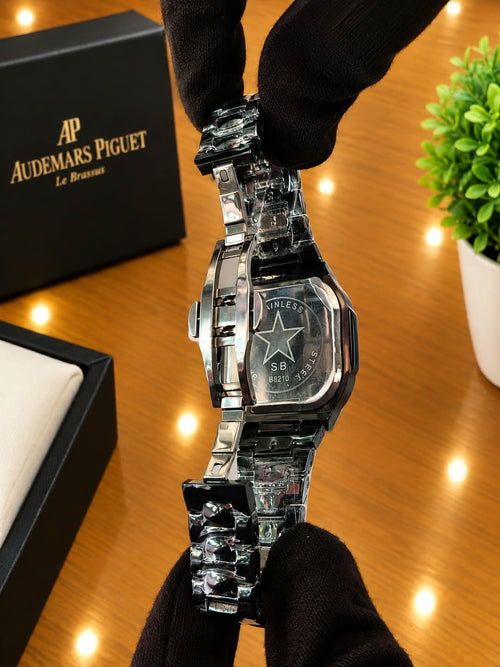 All Black Square Watch | Stainless Steel Bracelet