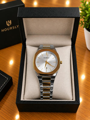 Two-Tone Gold Bezel Silver Dial Watch